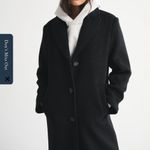 Abercrombie & Fitch Abercrombie Wool Blend Tailored Topcoat Black Size L Petite Photo 3