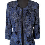 Onyx Nite Black & Blue Paisley Glitter Jacket Cardigan – Size M Photo 0