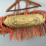Moroccan straw colorful fringe basket bag Tan Photo 4