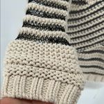 Sam Edelman Chunky Knit Striped Sweater Neutral Black Beige Textured Cozy Sz L Photo 5