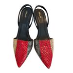 Diane Von Furstenberg  Mortelle‎ Leather Slingback Heels Snake Effect 8.5 Photo 1