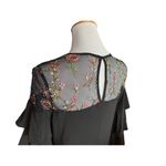 Gabby Skye Womens  Black Floral Mixed Media Ruffled Sleeve Dress - Sz 12 Photo 3