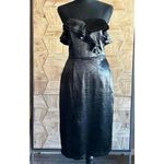 EXPRESS Strapless Dress Size 6 Black Shiny Ruffle Sweetheart Neckline Photo 6