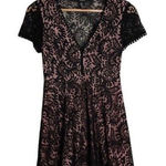 Forever 21 Dress Black Size Small Mini Lace Pink V Neck Feminine Flirty NWOT Photo 0