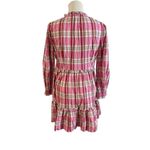J.Crew  NWT Plaid Mini Dress Ruffle Trim Sweet Briar Marine Salt Pink size 10 Photo 4