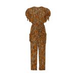 Gilner Farrar Jade Viper Snakeskin Print Puff Sleeve Jumpsuit Size XL Brown Photo 4