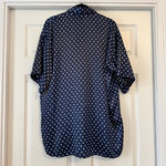 Victoria's Secret VTG Navy White Polka Dot Top XL Button Front Gold Label Photo 1