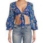 MISA Los Angeles NWT Ancora Floral Tie Crop Top in Blue Photo 11