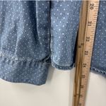 Chico's Women's Top Chambray Button Down Shirt Long Sleeve Size XL Polka Dots Photo 4