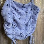 Sugar Thrillz Lavender Purple Paisley Ruched Tie Crop Top Large NWT Photo 2