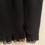 Maggy London Black Structured Sheath Dress Silk Ruffle Hem Cap Sleeve 14 Photo 1