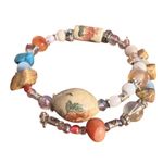 Multicolor Beaded Bracelet Memory Floral Chinese Script Designs Adjustable Photo 0