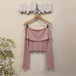 Honey Punch  Dusty Pink Off Shoulder Crop Knit Sweater Top Size L Preowned Photo 1