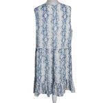 Altar'd State A Beautiful Soul Blue and White Sleeveless Tiered Dress Sz Large Snakeskin Print Photo 1