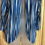 Chico's Easywear  Blue White Striped Open Front Cardigan Blazer 3/4 Sleeves Large Photo 2
