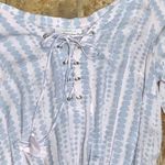 Olivaceous Pastel Blue & Pink Giraffe Print Long Sleeves Off Shoulder Romper L Photo 3
