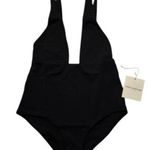Mara Hoffman Standard Audrey Black Deep V One Piece Swimsuit Size L Photo 4