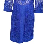 Sue Wong Ribbon Trim Illusion Bodice Dress Satin Lined Cobalt Blue Sz Medium 10 Photo 9