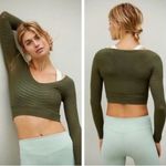 Free People Movement Gone Adrift Long Sleeve Crop Top Secret Moss Green Small Photo 3