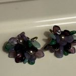 Vintage MCM 1950s West Germany Demi Parure Purple Green Glass Floral Screw Back Photo 10