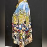 Vintage button up art painting Paris shirt Christopher Banks long sleeve size XL Blue Photo 5