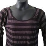 Charlotte Russe  Women’s Long Sleeve Striped Tee - Black & Gray, Size Medium Photo 3