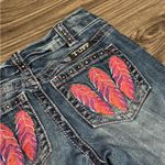 Cowgirl Tuff Women’s Jeans Size 24x36 Fly Free Pink Feather Embroidered Aztec Blue Photo 1