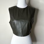 ZARA  Olive Green Faux Leather Crop Top Photo 2
