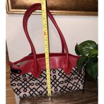 Spartina 449 Linen & Leather Handbag, Geometric Print East West Black Red & Tan Photo 9