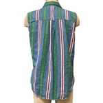 Vintage Denim Sleeveless Shirt Top Vest Stripes M Medium Green Photo 1