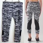 Lululemon Pace Rival Crop Power Luxtreme Hazy Days Gray Camo Soulcycle Size 6 Photo 1