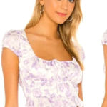 Majorelle  Shirt Women Small‎ Purple Riviera Floral Pegasus Top NWT Boho Cottage Photo 0