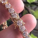 5mm round cubic zirconia 14k gold plated setting bracelet 7” Photo 9