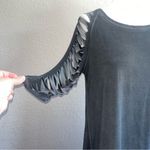 Very Moda Dark Charcoal Gray Distressed Sleeve Tunic Top Small Medium S/M NWOT Photo 1