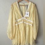 Hello Molly it’s your chance long sleeve sheer mini dress yellow large 8 NWT Photo 3