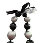 Handmade Raiders Black and Silver Kukui Nut 18” Lei Hawaiian Style NEW Photo 0