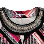 Studio One Maxi Dress Geometric Silver Embellished Neck Sleeveless Small Photo 3