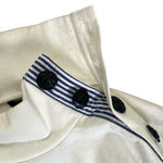 J.Crew Mockneck Button Shoulder Nautical Navy Stripe Cotton Sweater in White, XS Photo 5