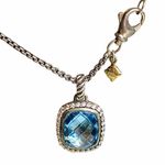 David Yurman  Noblesse Blue Topaz 14k + 925 Sterling Silver Pendant Necklace Photo 6
