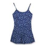EXPRESS VTG  Blue Floral Print Spaghetti Strap Romper Women's Size 9/10 Photo 1