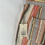 A New Day Vertical Striped Muted Multicolor High Rise Pleated Linen Blend Shorts Photo 6