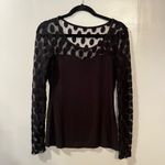 Boston Proper  Black Mesh Sheer Polka Dot Y2K Retro Long Sleeve Stretch Top S Photo 1