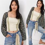 Anthropologie Smocked Balloon-Sleeve Top NEW Size Medium Photo 2