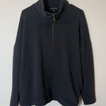Banana Republic  Womens‎ Pullover XL Black Ottoman Ribbed Mock Neck Half Zip Photo 0