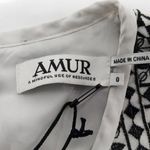 Amur  NWT Embroidered Blouse 0 Black & White Silk Photo 5
