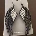 Jeweled Wing Statement Earrings Black Photo 0