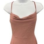 Glare Rose Pink Sparkle Party Dress Cowl Neck Criss Cross Back Photo 2