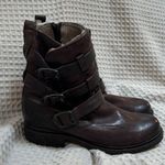 Frye  Valerie Strappy Leather Shearling Motorcycle Boots Dark Brown NEW WITH TAGS Photo 1