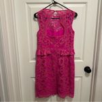 Lilly Pulitzer  Kiri Dress Lace Peplum Sleeveless Mambo Pink Size 6 Photo 2