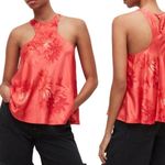 ALLSAINTS NWOT  Verna Nila Coral Floral Silky Halter Sleeveless Blouse Size 4 Photo 6